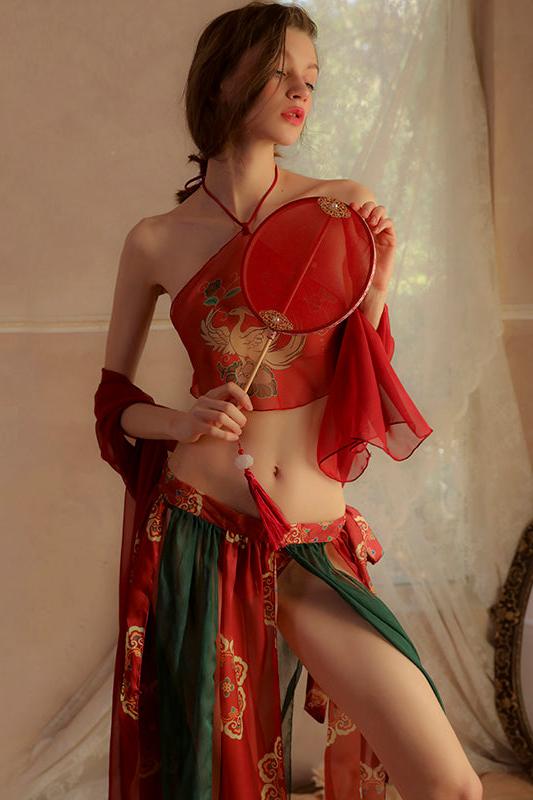 Elegant Ethereal Lingerie: Oriental-Inspired Sheer Set